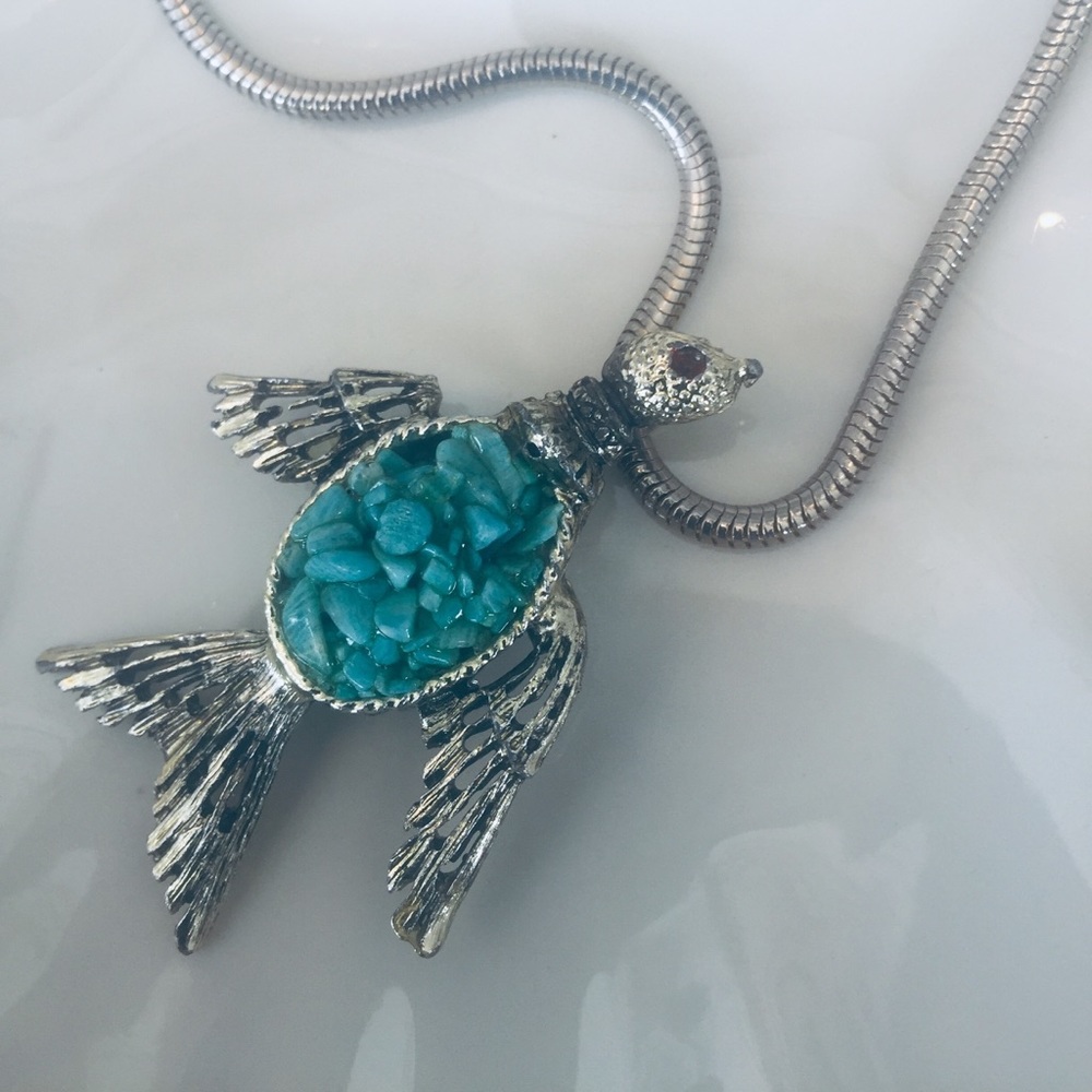 Vintage Soaring Bird Turquoise Necklace